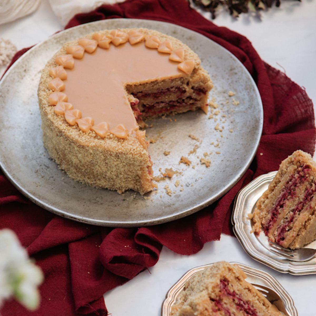 Torta Crocante Frambuesa